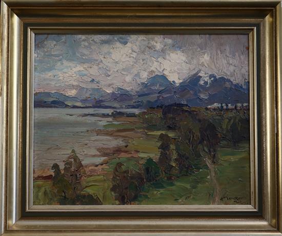 Erich Mercker (German, 1891-1973) Coastal landscape 15.5 x 19in.